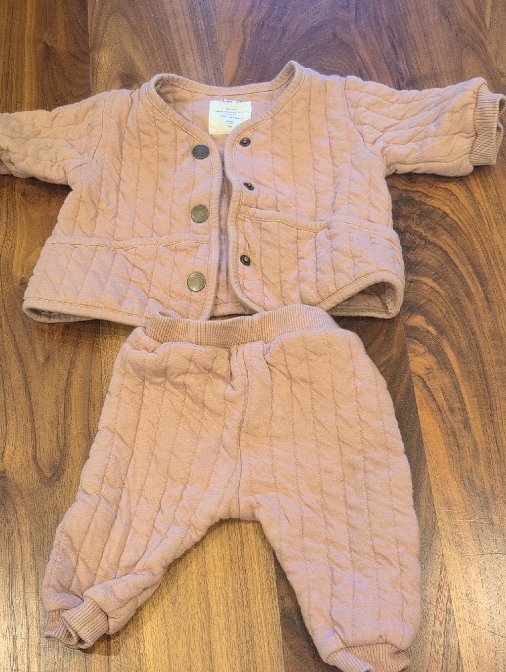 Play Up Quilted Baby Snap Jacket in Mauve